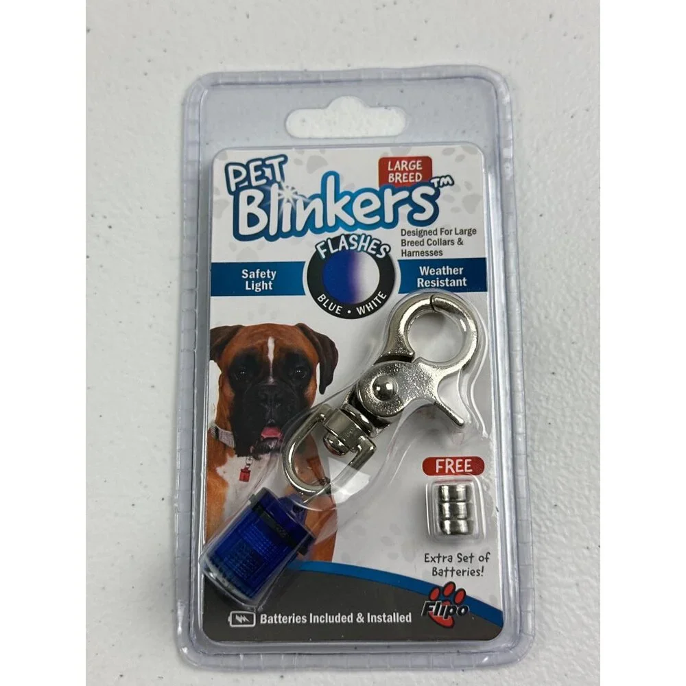 Pet Blinkers LED Safety Light With Clasp & 6 AG3 Batteries For Large Breed Dogs